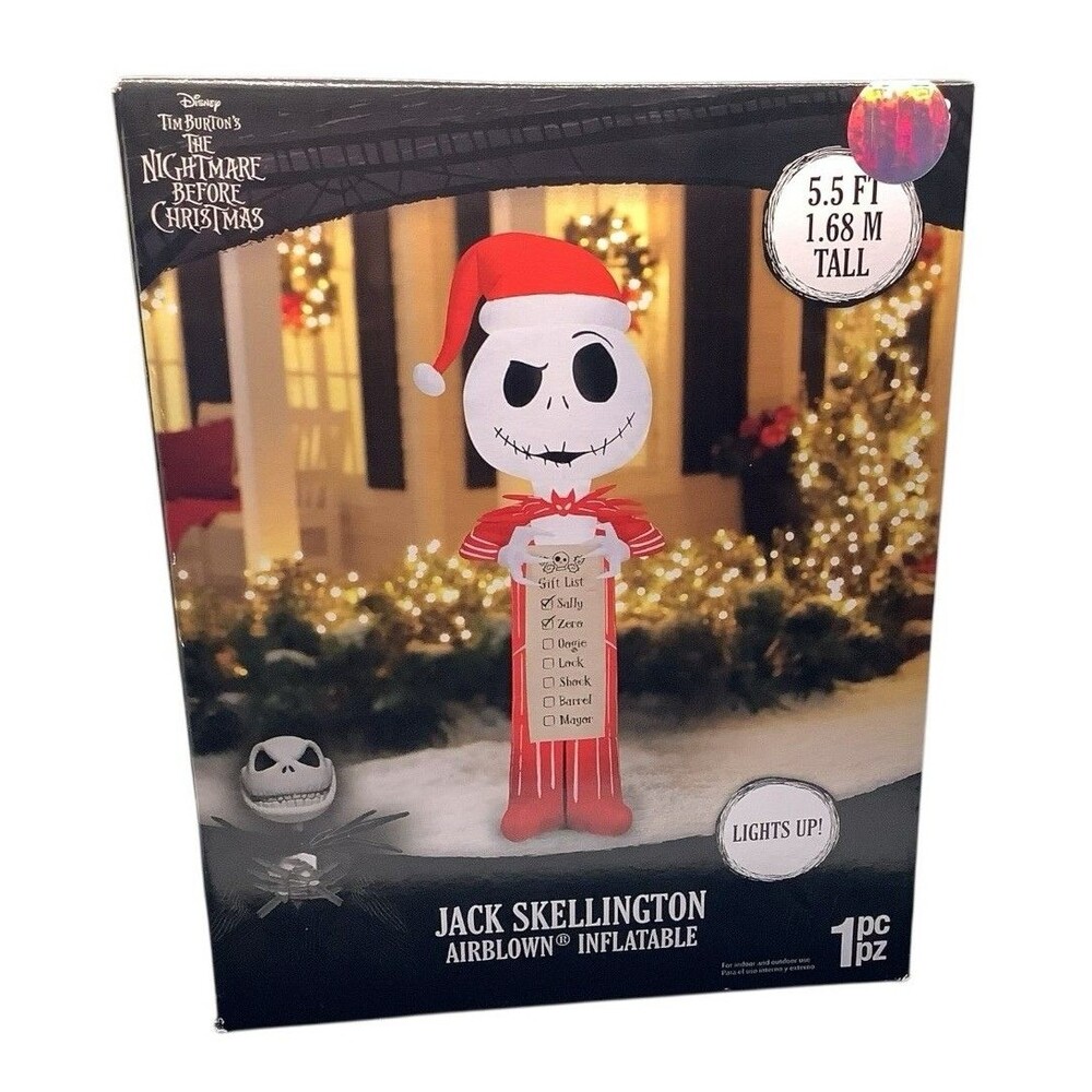 Nightmare Before Christmas Jack Skellington Light Up Inflatable 5.5 Ft Tall New